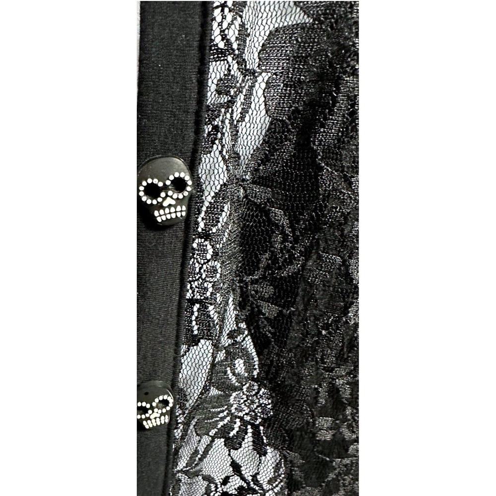 Adorable Lace Cardigan XLG with Libre Mask Embellishments Button Up Black  Goth